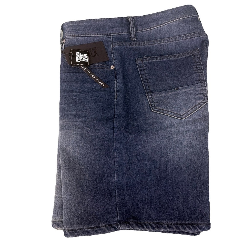 VGB Vintage Genes Black Men's Slim Fit French Terry Denim Blue Shorts Size 32 NW